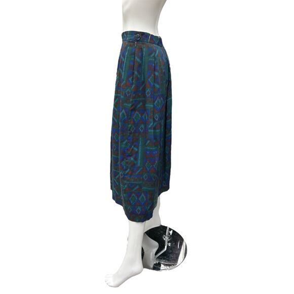 VTG Geiger Skirt Women’s SZ L A-Line Pockets Side Zipper Green Blue And Brown - Picture 1 of 5